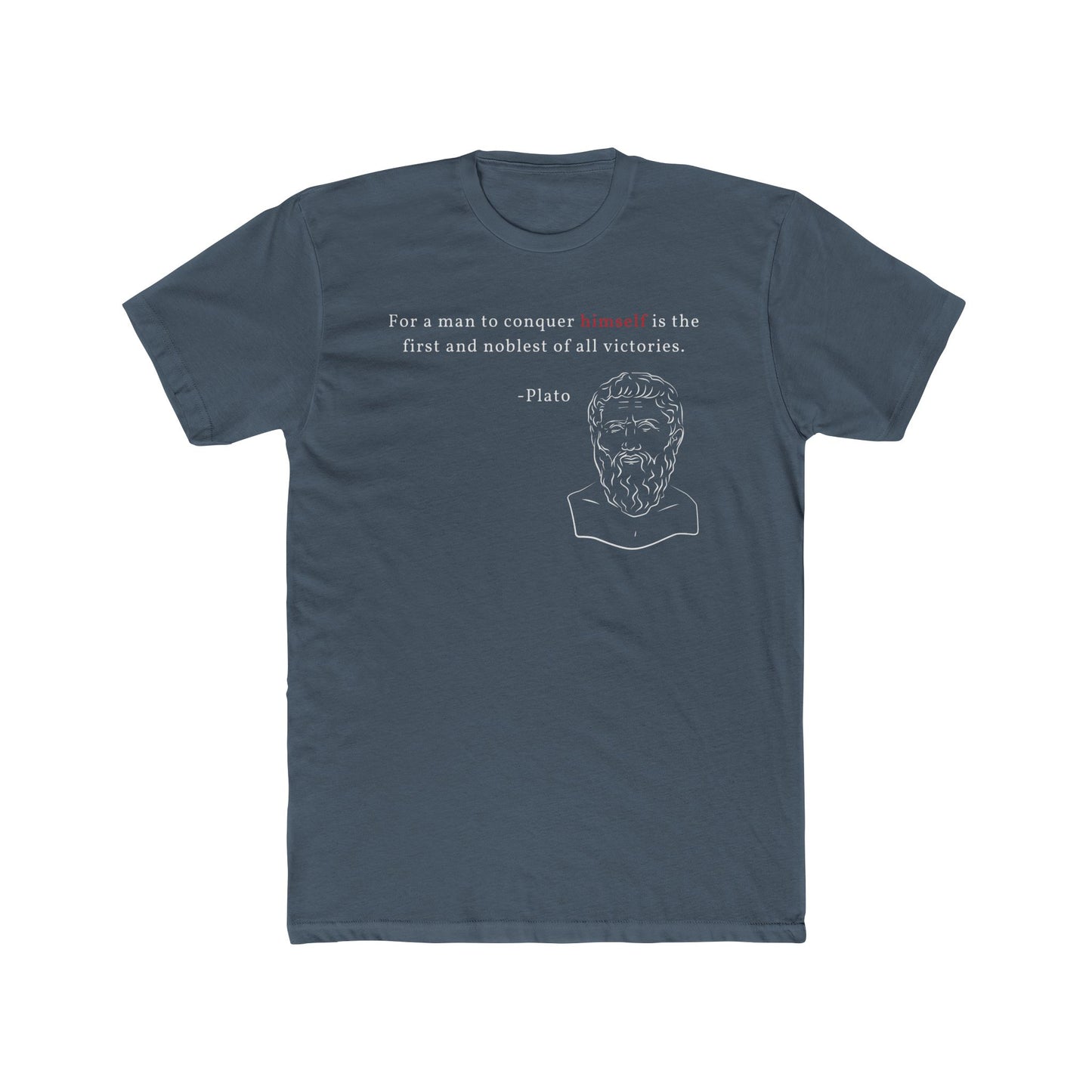 Conquer Himself Cotton Crew Tee - Motivational Statement Shirt