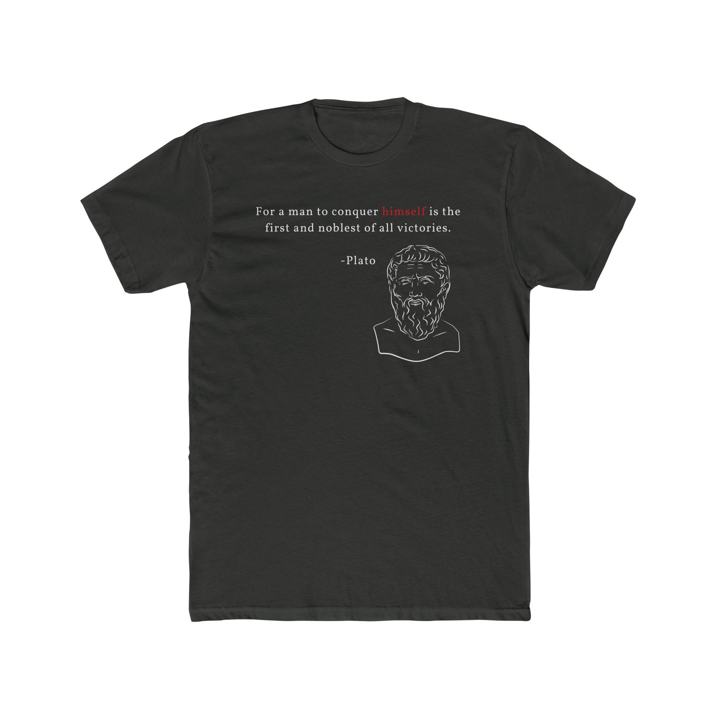 Conquer Himself Cotton Crew Tee - Motivational Statement Shirt