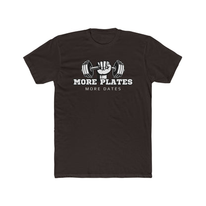'More Plates, More Dates' Unisex Cotton Crew Tee - Motivational Workout Shirt