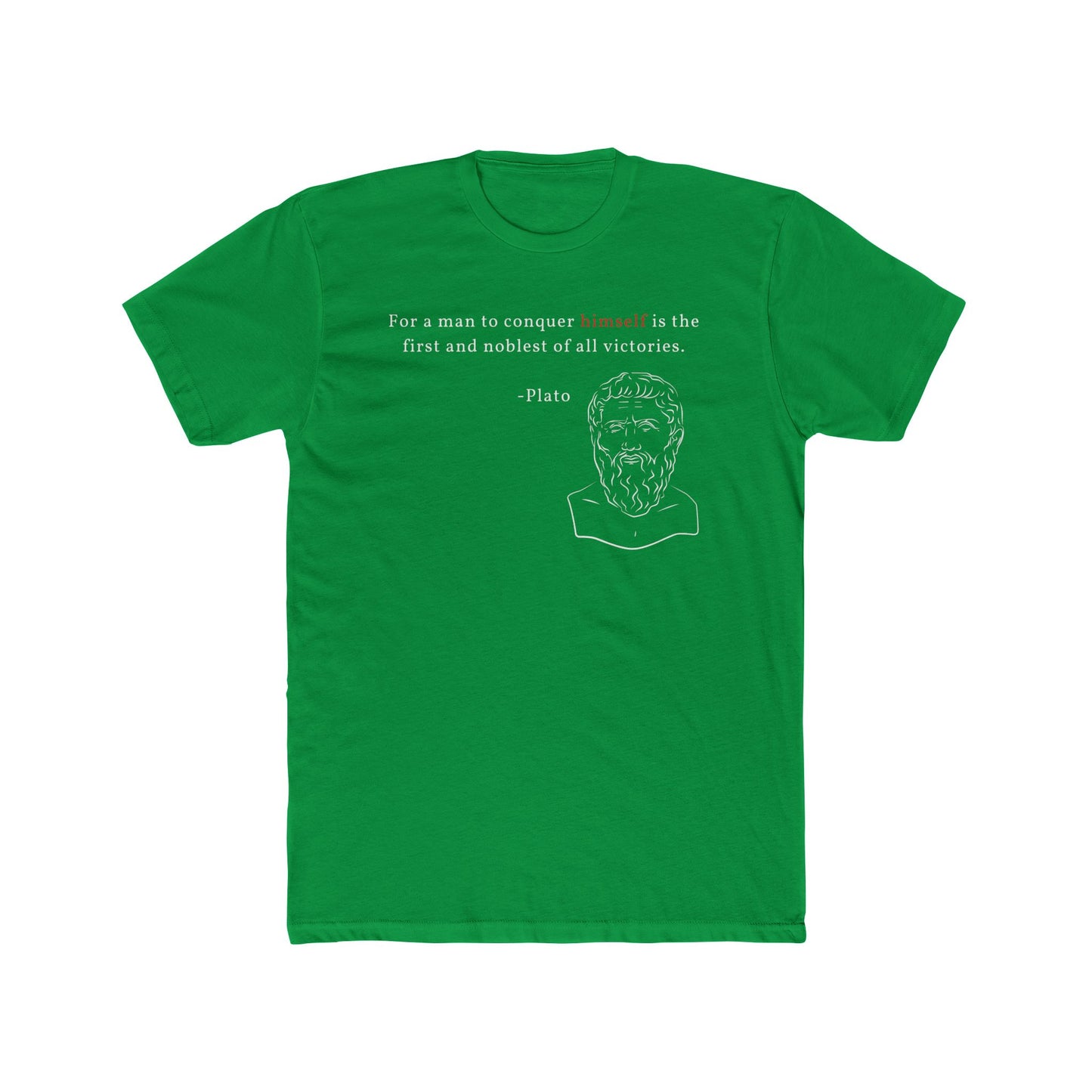 Conquer Himself Cotton Crew Tee - Motivational Statement Shirt