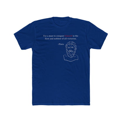 Conquer Himself Cotton Crew Tee - Motivational Statement Shirt